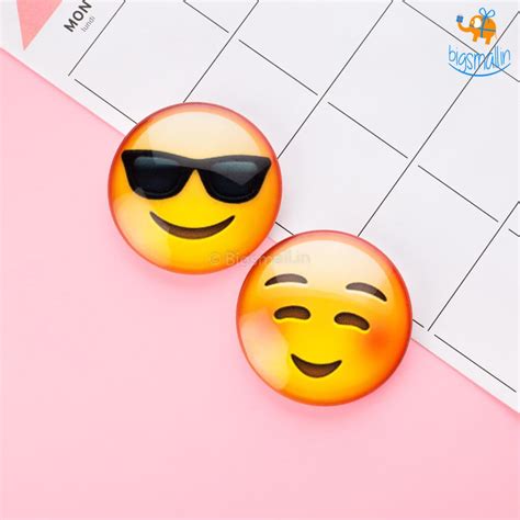 Emoji Crystal Glass Fridge Magnets- Set of 2 – Bigsmall.in