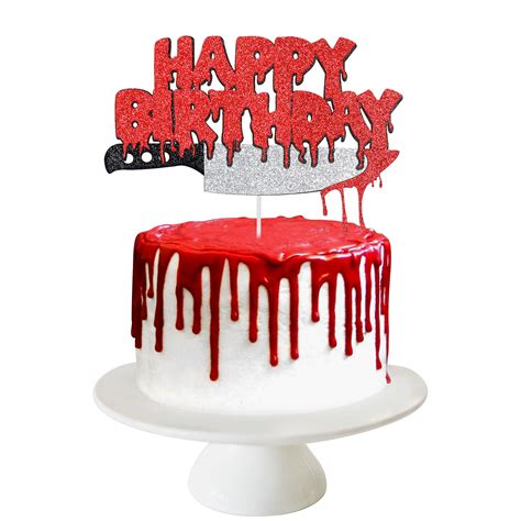 Buy Red Happy Birthday Halloween Cake Topper, Halloween Horror Zombie ...