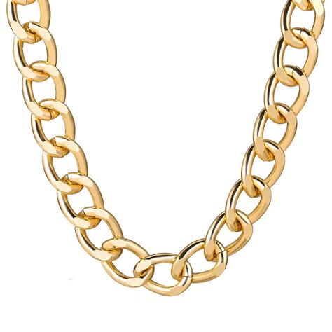 Peora Big Chunky Hip Hop Turnover Gold Chain Necklace, 90s Punk Style ...