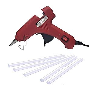 GLUN20W 20WATT Mini RED 7 MM HOT MELT Glue Gun with 5 Sticks (RED, 5 ...