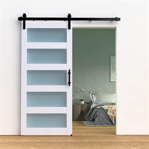 Buy Orgerphy 30in x 84in Glass Barn Door with 5FT Sliding Barn Door ...