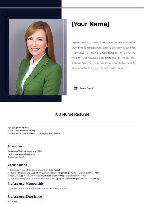 Free ICU Nurse Resume Template to Edit Online