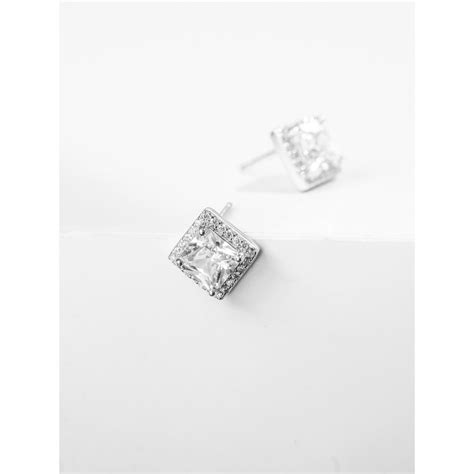 Buy Johori Silver Glistening Square Studs Earrings Online