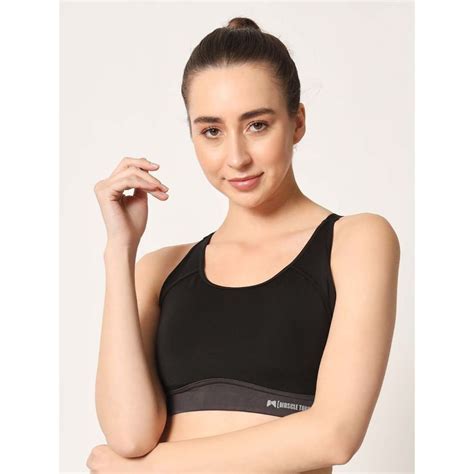 Buy Muscle Torque High Impact Cross Hook Solid Sports Bra-Black Online