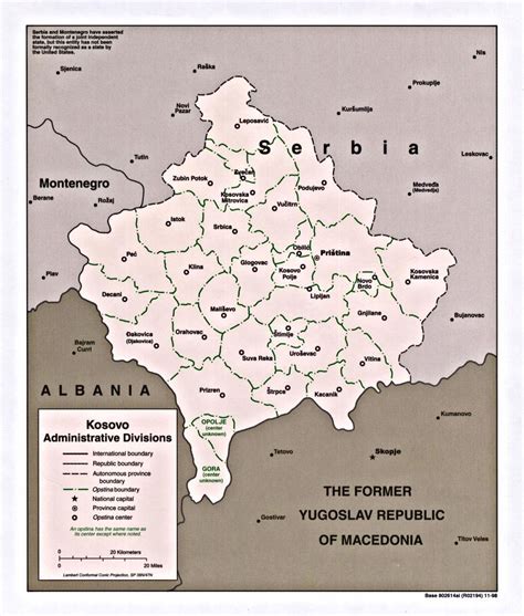 Detailed administrative divisions map of Kosovo - 1998 | Kosovo | Europe | Mapsland | Maps of ...
