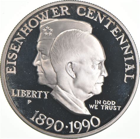 SILVER 1990-P President Eisenhower Centennial Commemorative US Silver ...