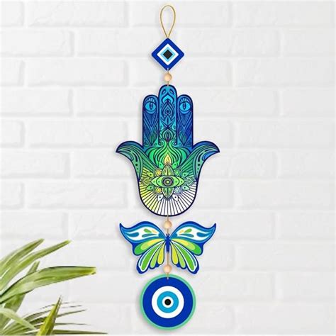 Nupur Studios “Hamsa Hand Butterfly Evil Eye” Hanging for Home decor ...