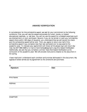 AWARD VERIFICATION Doc Template | pdfFiller