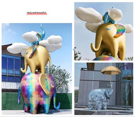 玻璃钢大象雕塑，彩绘大象雕塑 - 卓景雕塑公司
