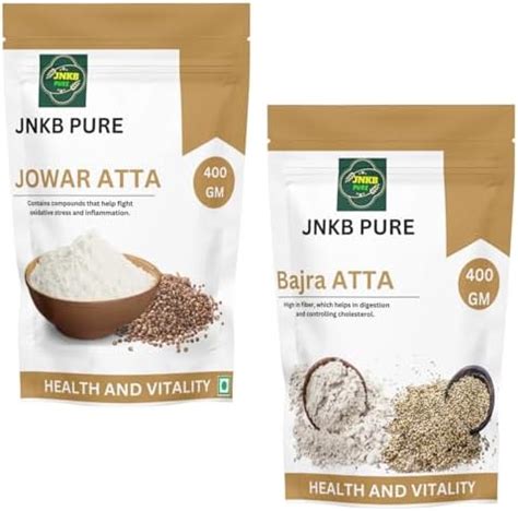 JNKB PURE Jowar Atta & Bajra Atta Combo – 450g Each | Whole Grain ...