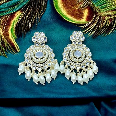 Buy Kundan Pearl Chandbali Earrings Online India | Artificial Earrings ...