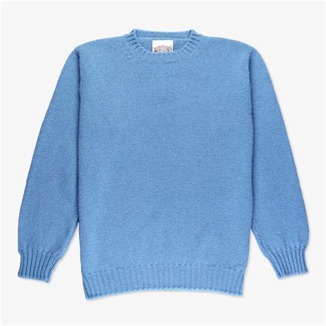 Jamieson's Light Blue Wool Crew Neck Sweater - The Noble Dandy