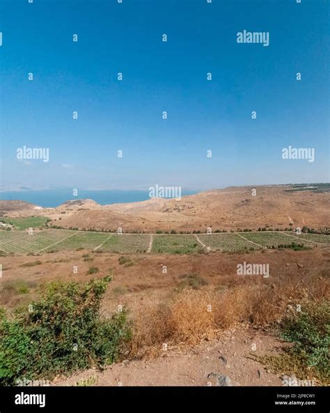 Aussichtspunkt mit Blick auf die antike Stätte von Hippos und den See ...