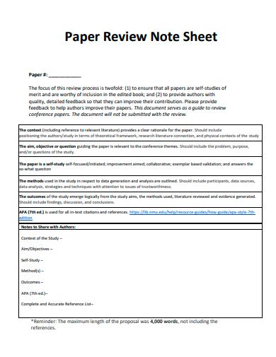 Image result for Note Review Sheet