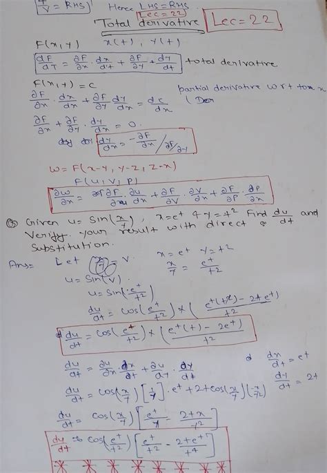 Total derivatives - Lectures notes - 24 dt 44 2tet 42 2et) *eH)- 2t t ...