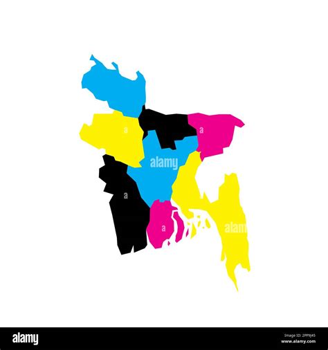 Bangladesh political map of administrative divisions - divisions. Blank vector map in CMYK ...