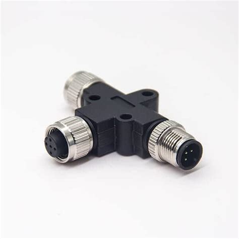 M12 IP67 5 Pin Connector, M12 T Connector 5 Pin Male to Female A Code ...