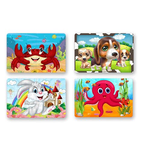 3D Jigsaw Kids Puzzle (Age 5+ Years) Set of 4 | 24 Pieces | Octopus ...