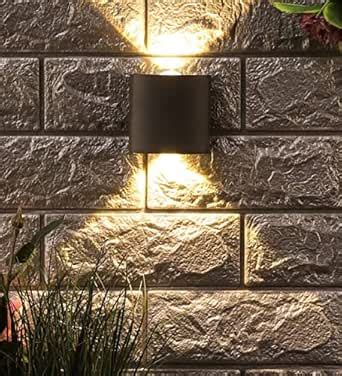 SAH Led Metal Outdoor Wall Light, Black, Waterproof, Warm White for ...