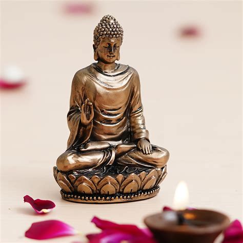 Bronze Finish Lord Buddha Resin Statue - eCraftIndia Online