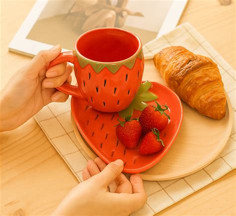 Red Strawberry Tea Cup & Plate Set – Qshi Studio