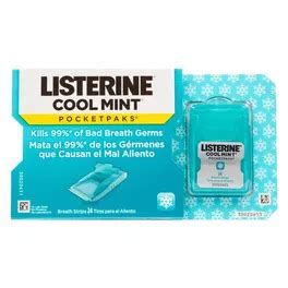 Buy Listerine Cool Mint Pocket Paks Breath Freshener Strips, 24 Count ...