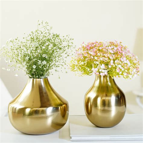 Golden Metal Flower Vase Set of 2 – Behoma