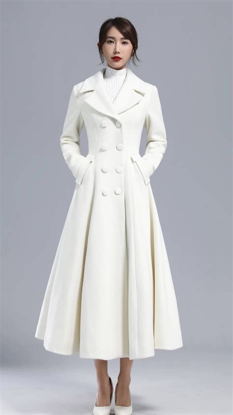 Embrace the everlasting charm of the Vintage Inspired Long Wool Coat, a ...