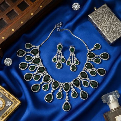 Emerald Grace Bottle Green Silver Plated Set – Mivanaa – Premium ...