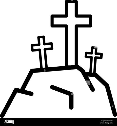 Calvary, golgotha hill with three crosses - vector icon Stock Vector ...
