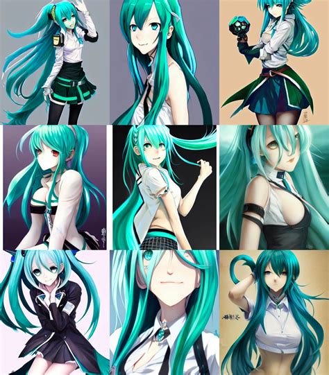 An anime portrait of Ssunbiki as hatsune miku wearing | Stable ...