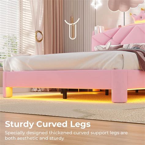 MSmask Twin Bed Frame with LED Lights, Princess India | Ubuy