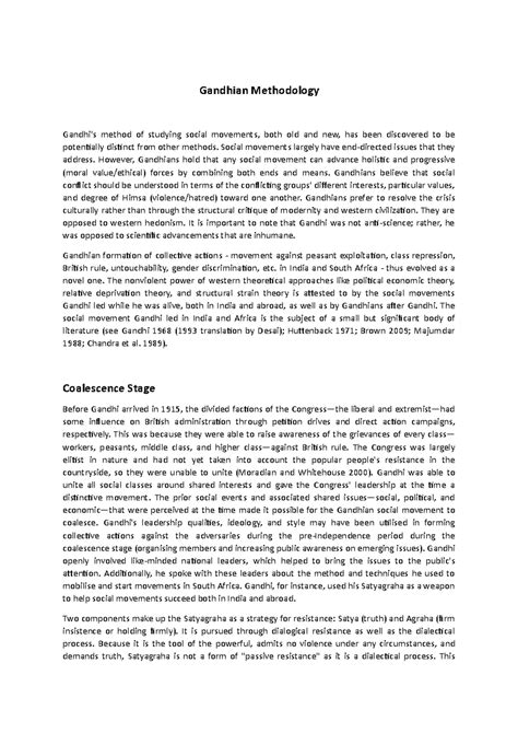 Gandhian Methodology: Analyzing Gandhi's Approach to Social Movements ...