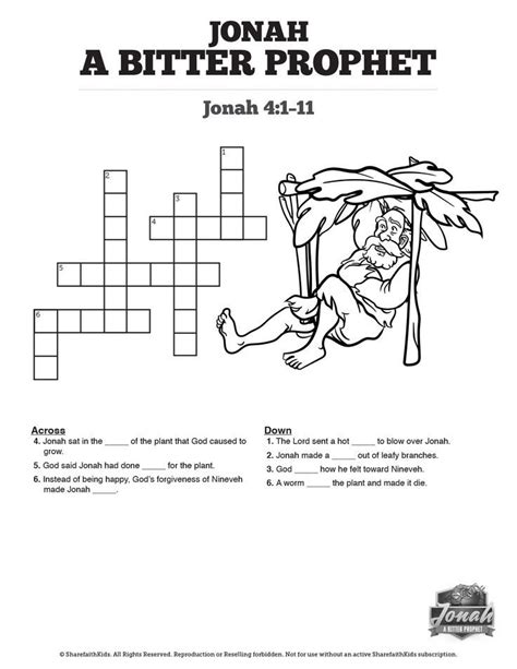 Jonah 4 A Bitter Prophet Sunday School Crossword Puzzles in 2025 ...