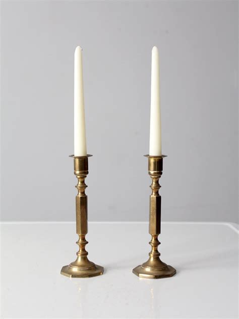 vintage brass candlestick holders pair – 86 Vintage
