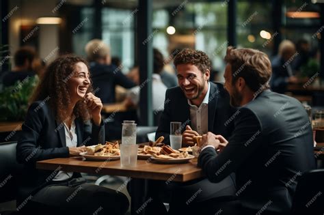 Premium AI Image | Coworker Unity Over Team Lunch Break Generative AI