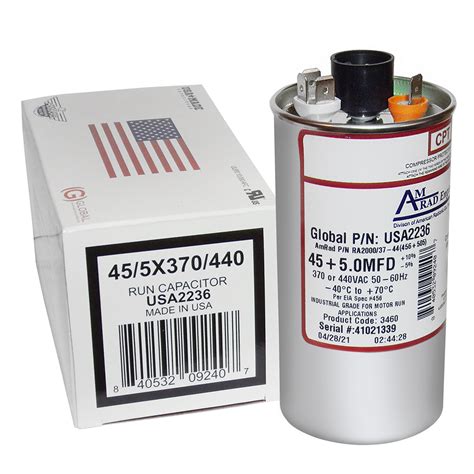 45+5 MFD x 370/440 Run Capacitor # USA2236 - JustCapacitors.com