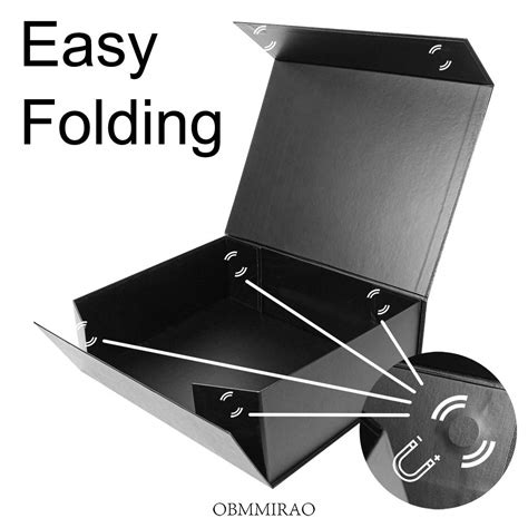 OBMMIRAO Upgrade 1PCS 13x9x4 Inch Black Hard Large Gift Box with Lid ...