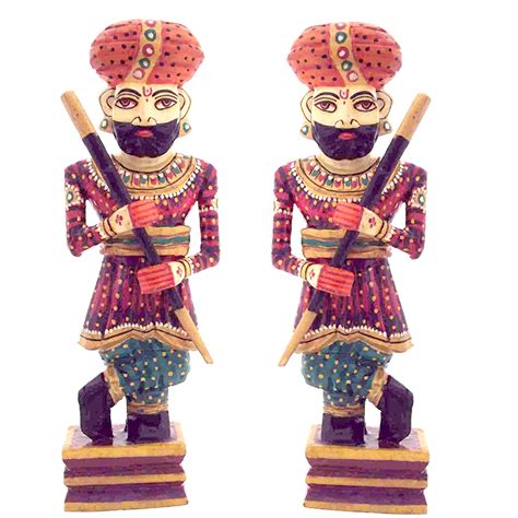 EtsiBitsi Wood Showpiece, Dwarpal, Chowkidar (12 inch , Multicolour ...