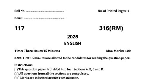 UP Board Class 12 English 316(RM) Question Paper - 2025 - Studocu