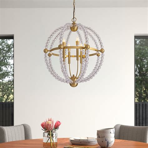 Antoine Modern Drum Linear 6-Light Polished Gold Mid-century Beaded ...