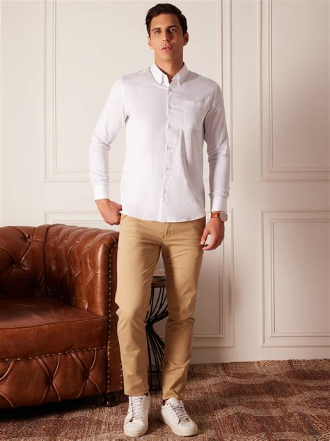 White: Full Sleeves Opaque Formal Shirt – Dennison Fashion India