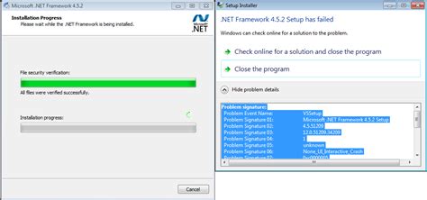 Сбой установки .NET Framework 4.5.2