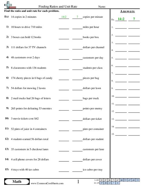 Image result for Unit Rate Worksheet