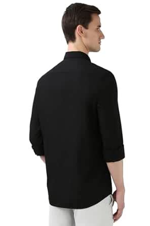 Peter England Men Black Slim Fit Solid Shirt : Amazon.in: Clothing ...
