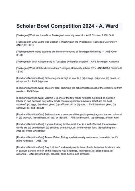 Scholars Bowl Questions