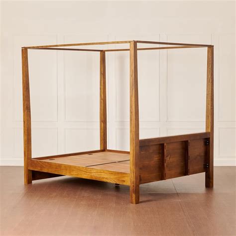 Buy Adana Mango Wood King Poster Bed - Brown from Home Centre at just ...