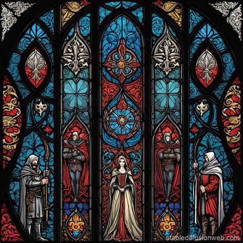 Gothic Decoration Medieval Stained Glass Style | Stable Diffusion Online