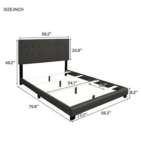 Buy Upholstered Platform Bed Frame, Full Size Bed Frame with Wood Slat ...