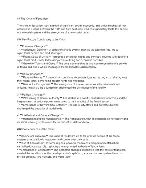 The Crisis of Feudalism - This crisis ultimately led to the decline of ...